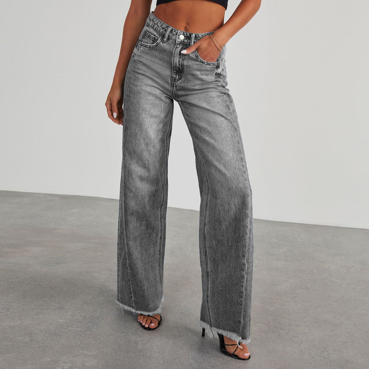 Fashion High Waist Jeans With Pockets