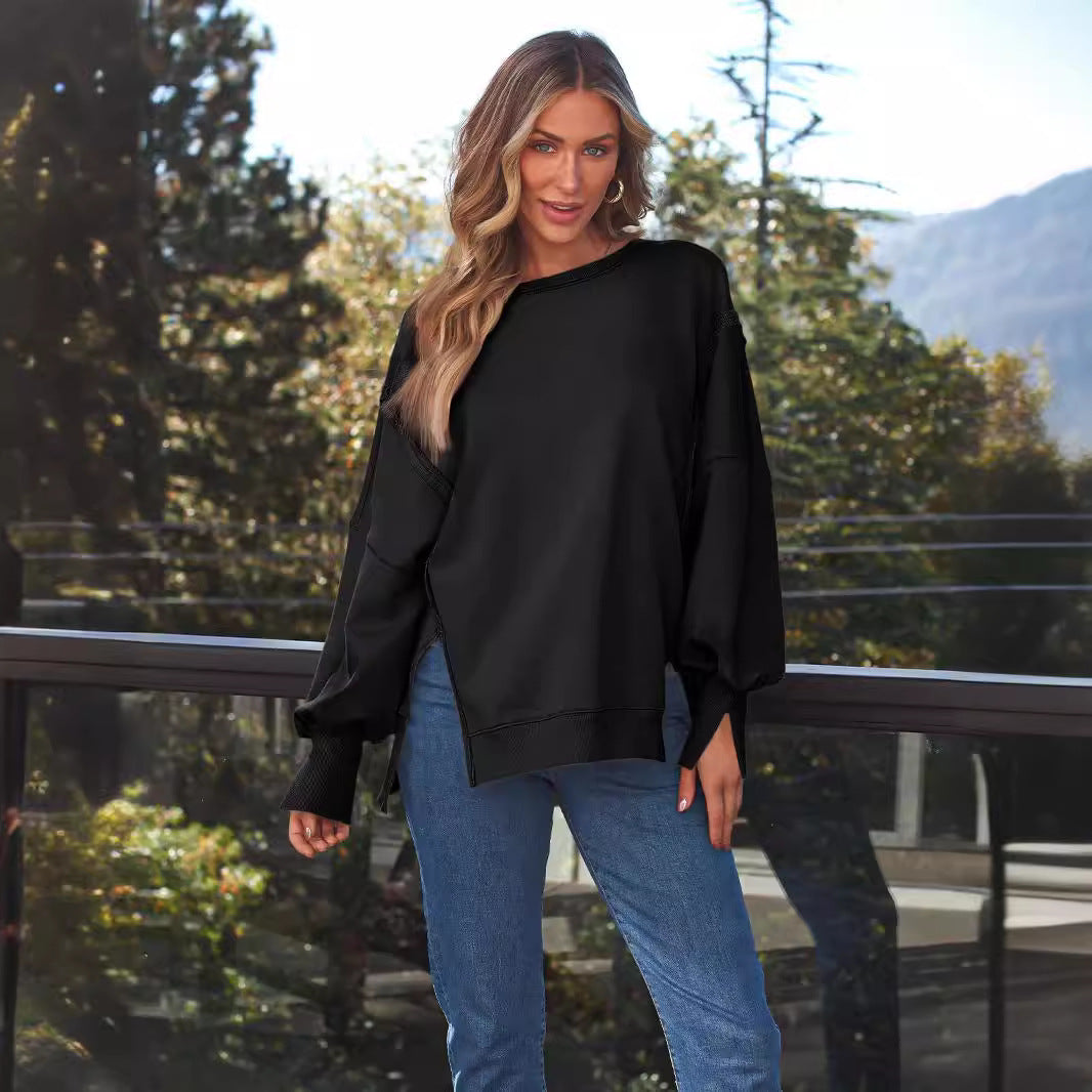 Pull à capuche à col rond pour femmes